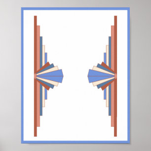 Art deco inslag i ro guld & blue poster