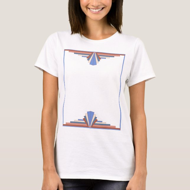 Art deco inslag i ro guld & blue t shirt (Framsida)