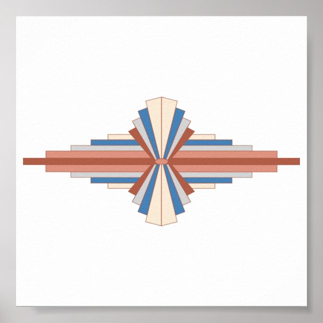 Art deco inslag i ro guld, brun och blå poster (Framsidan)