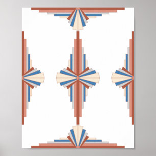 Art deco inslag i ro guld,brunt och blått poster