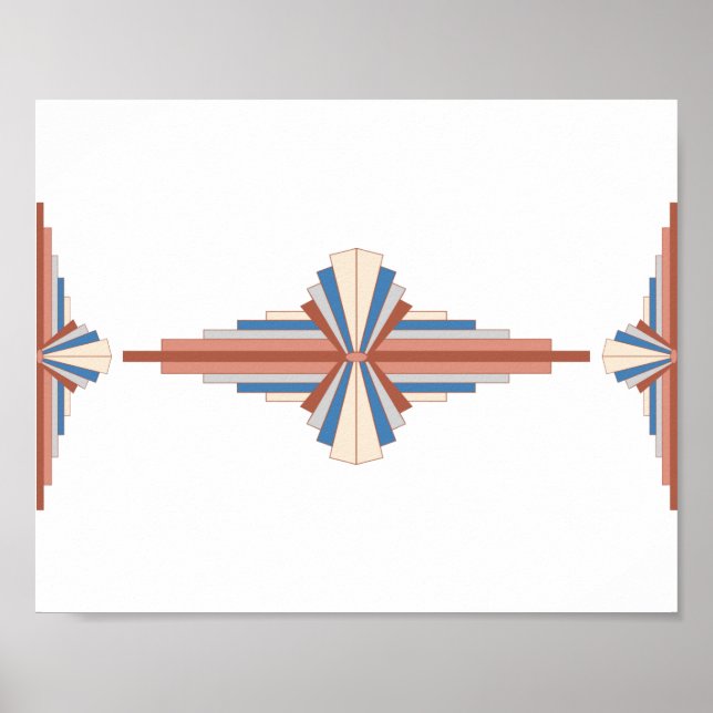 Art deco inslag i ro guld,brunt och blått poster (Framsidan)