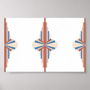 Art deco inslag i ro guld,brunt och blått poster