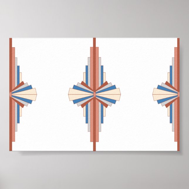 Art deco inslag i ro guld,brunt och blått poster (Framsidan)