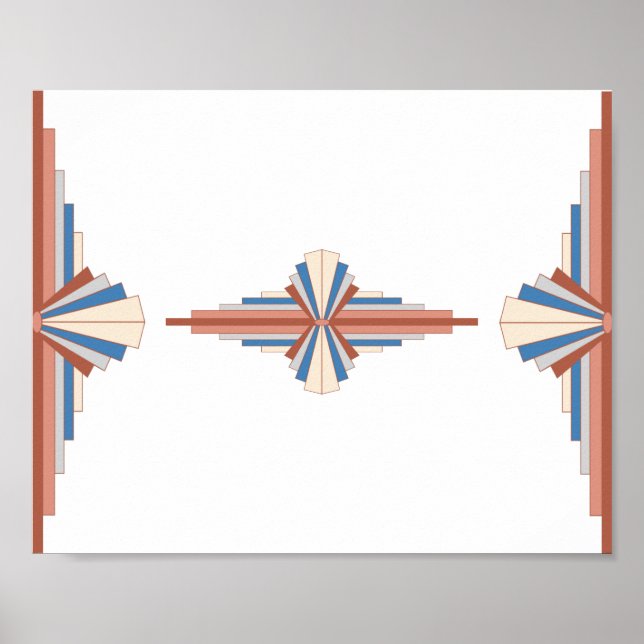 Art deco inslag i ro guld,brunt och blått poster (Framsidan)