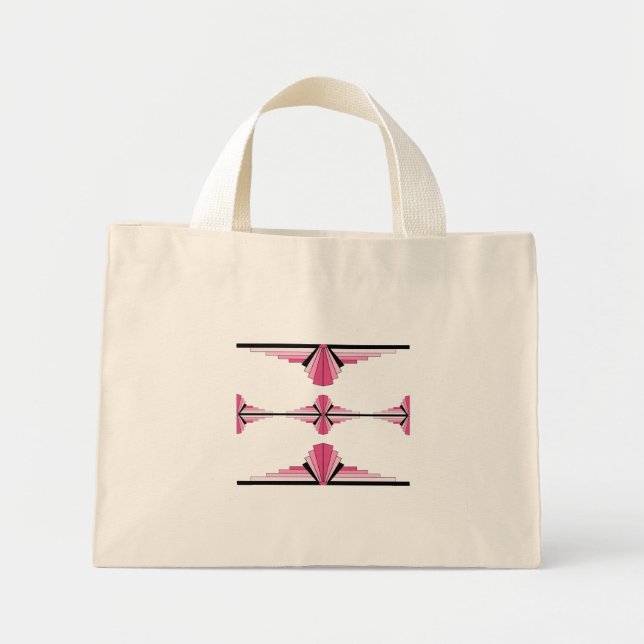 Art deco inslag i ro rosa mini tygkasse (Framsidan)