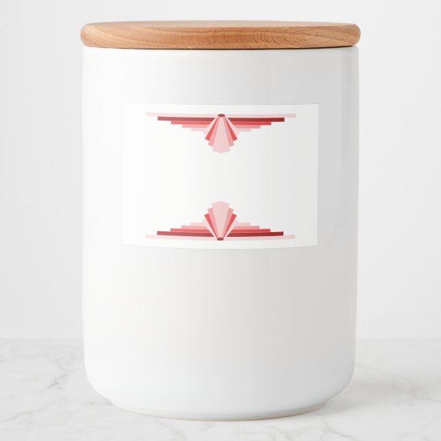 Art deco inslag i rött mat etiketter (Framsida)