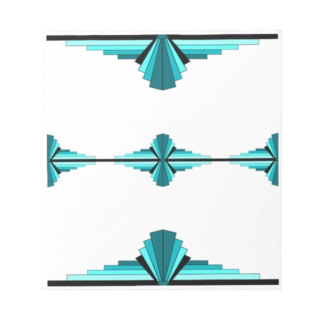 Art deco inslag i teal grönt anteckningsblock (Framsida)