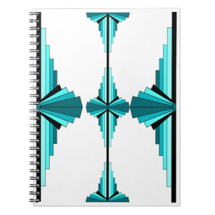 Art deco inslag i teal grönt anteckningsbok