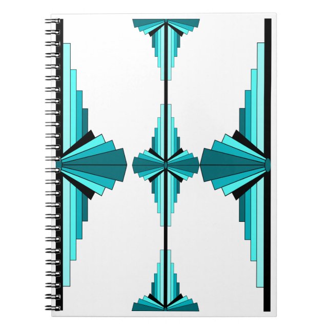 Art deco inslag i teal grönt anteckningsbok (Framsidan)