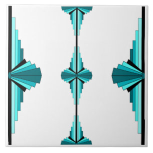 Art deco inslag i teal grönt kakelplatta