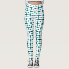 Art deco inslag i teal grönt leggings