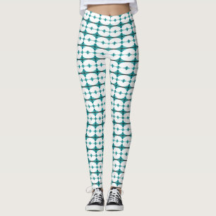 Art deco inslag i teal grönt leggings