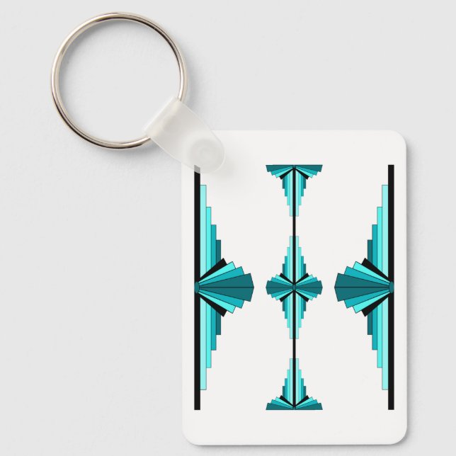 Art deco inslag i teal grönt nyckelring (Framsida)