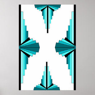 Art deco inslag i teal grönt poster