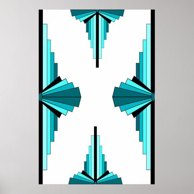 Art deco inslag i teal grönt poster (Framsidan)