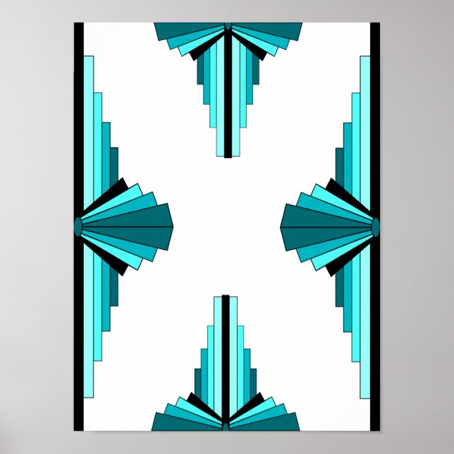 Art deco inslag i teal grönt poster (Framsidan)