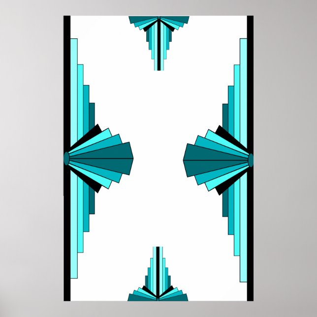 Art deco inslag i teal grönt poster (Framsidan)