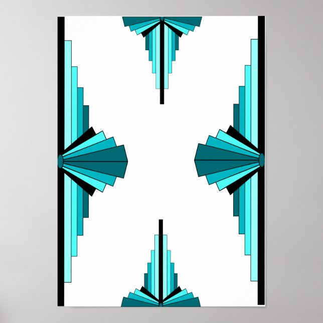 Art deco inslag i teal grönt poster (Framsidan)