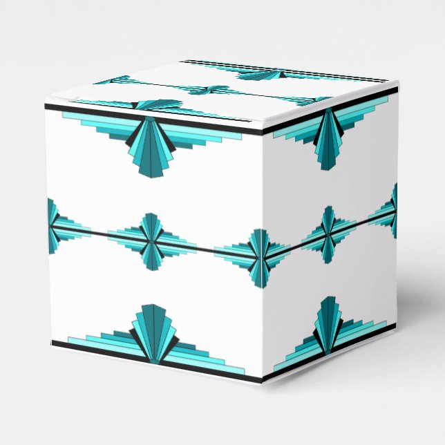 Art deco inslag i teal grönt presentaskar (Framsidan Sidan)