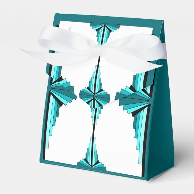 Art deco inslag i teal grönt presentaskar (Framsidan Sidan)