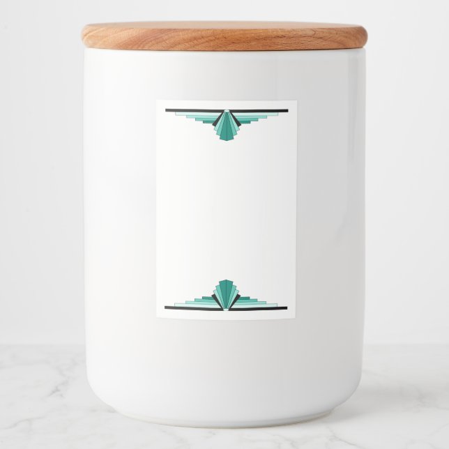Art deco inslag i teal mat etikett (Framsida)