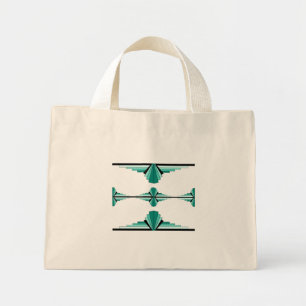 Art deco inslag i teal mini tygkasse