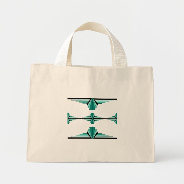 Art deco inslag i teal mini tygkasse (Framsidan)