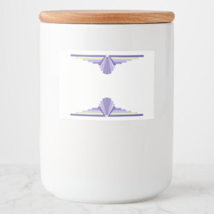 Art deco inslag inom lila och gult mat etiketter