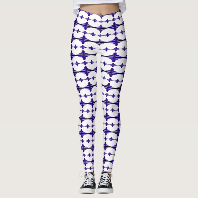 Art deco inslag på djup lila leggings (Framsida)