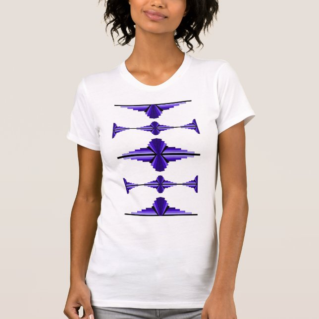Art deco inslag på djup lila t shirt (Framsida)