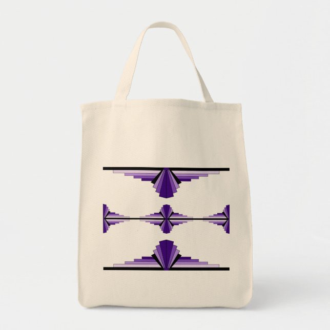 Art deco inslag på djup lila tygkasse (Framsidan)