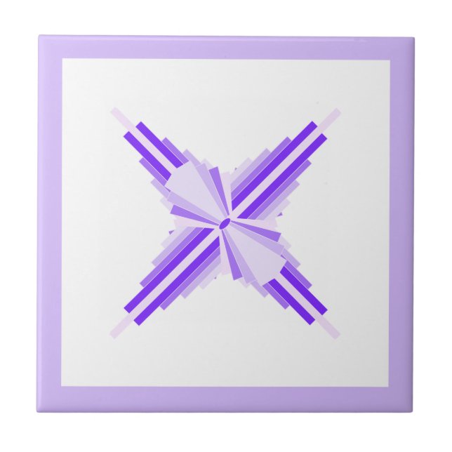Art deco inslag på djup och lätt lila kakelplatta (Framsidan)