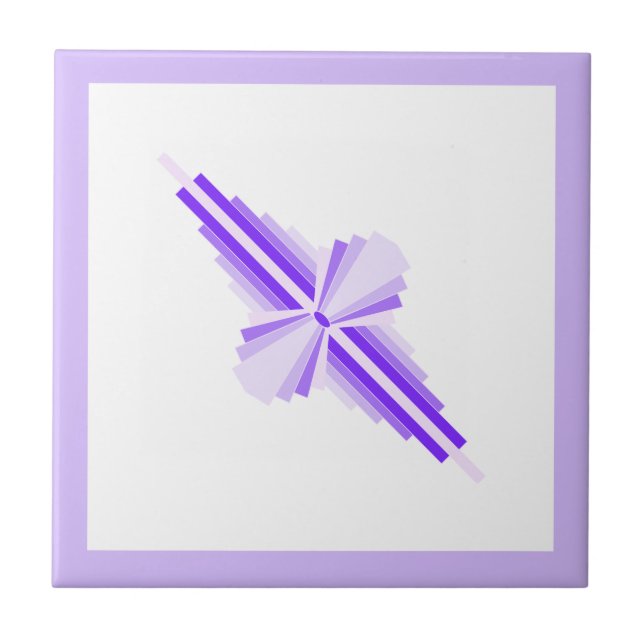 Art deco inslag på djup och lätt lila kakelplatta (Framsidan)