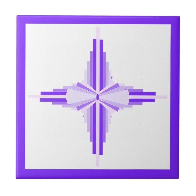 Art deco inslag på djup och lätt lila kakelplatta (Framsidan)