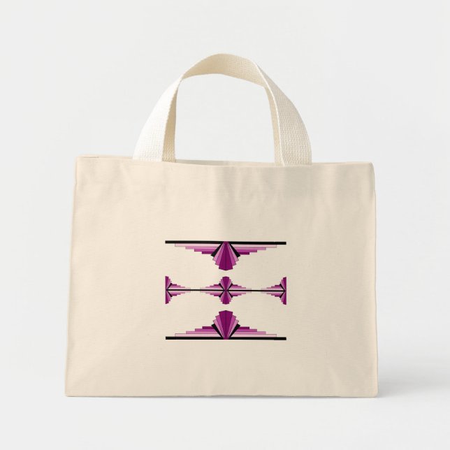 Art deco inslag på djup rosa mini tygkasse (Framsidan)