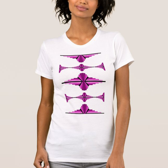 Art deco inslag på djup rosa t shirt (Framsida)