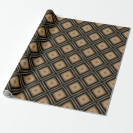 Art Deco-inspiration guldbrun svart geometrisk mön Presentpapper