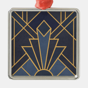 Art Deco-inspiration i blått och guld Julgransprydnad Metall
