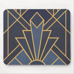 Art Deco-inspiration i blått och guld Musmatta