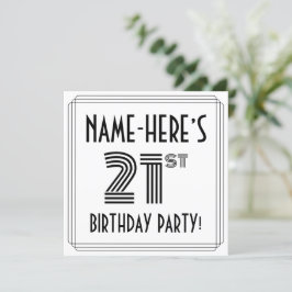 Art Deco Inspired 21st Birthday Party, Custom Name Inbjudningar