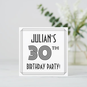 Art Deco Inspired 30års födelsedag Party, eget nam Inbjudningar