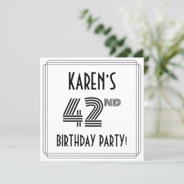 Art Deco Inspired 42nd Birthday Party, Custom Name Inbjudningar