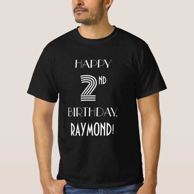 Art Deco Inspired Stil 2:a födelsedag Party Shirt T Shirt (Framsida)