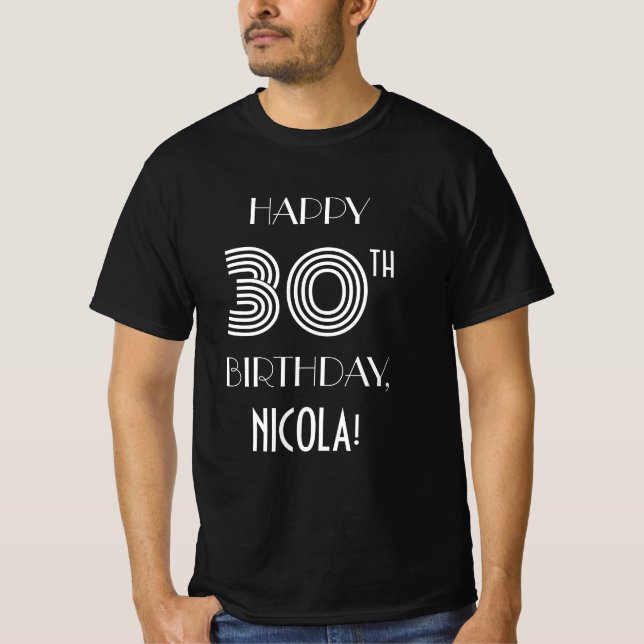 Art Deco Inspired Stil 30års födelsedag Party Shir T Shirt (Framsida)