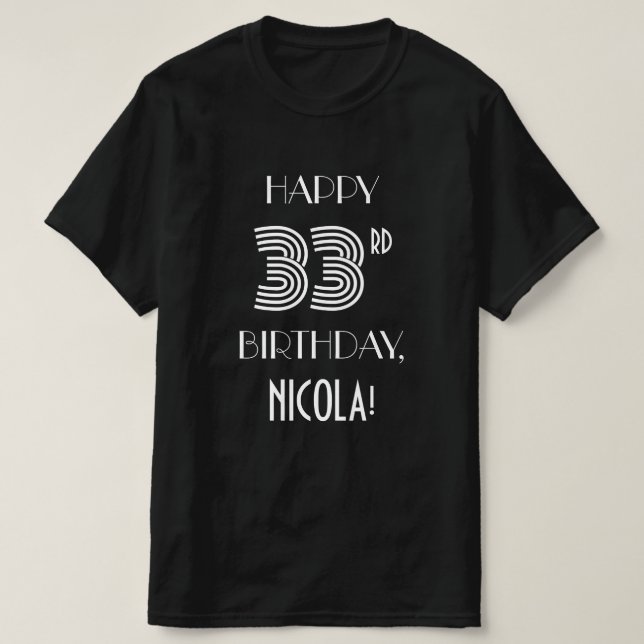 Art Deco Inspired Stil 33:e Födelsedagsfest Shirt T Shirt (Design framsida)