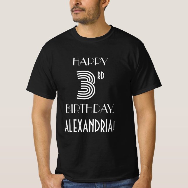 Art Deco Inspired Stil 3:e födelsedagen Party Shir T Shirt (Framsida)