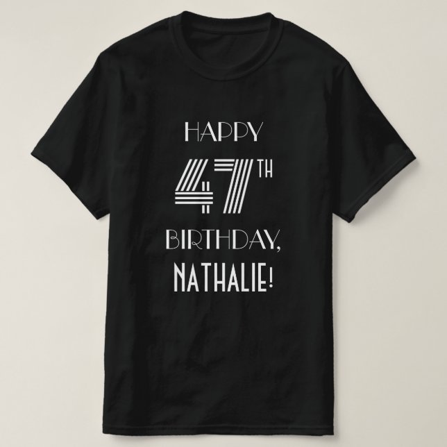Art Deco Inspired Stil 47:e Födelsedagsfesten Shir T Shirt (Design framsida)