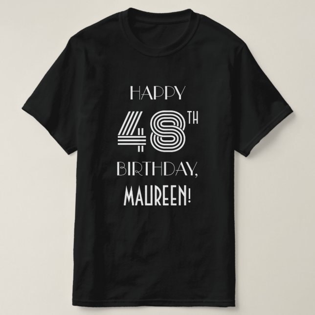Art Deco Inspired Stil 48:e Födelsedagsfesten Shir T Shirt (Design framsida)