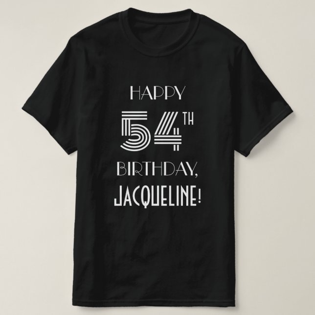 Art Deco Inspired Stil 54:e Födelsedagsfest Shirt T Shirt (Design framsida)