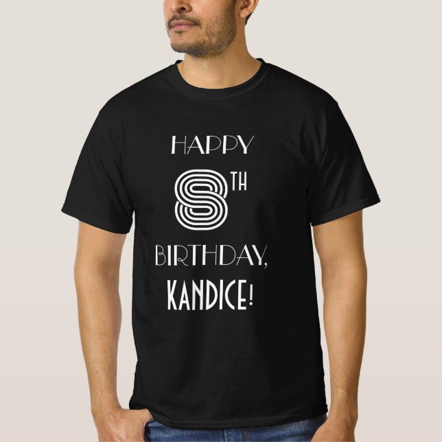 Art Deco Inspired Stil 8:e Födelsedagsfest Shirt T Shirt (Framsida)